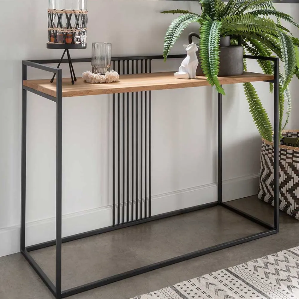 Wohnen Telefontische*Konsolentisch in Wildeiche und Schwarz - Foahala