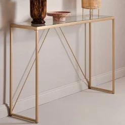 Wohnen Konsolentisch mit Glasplatte und Bügelgestell - Area