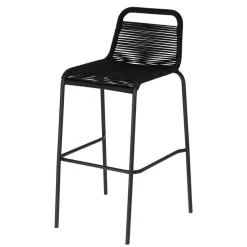 Wohnen Kordel Geflecht Barstuhl in Schwarz - Dariana (4er Set)