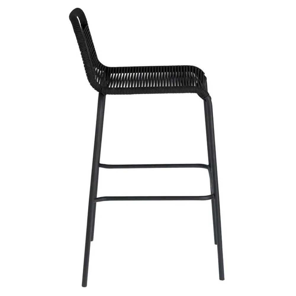 Wohnen Kordel Geflecht Barstuhl in Schwarz - Dariana (4er Set)