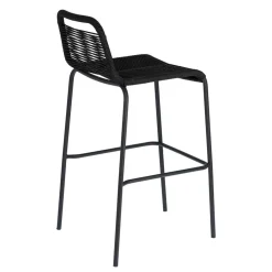 Wohnen Kordel Geflecht Barstuhl in Schwarz - Dariana (4er Set)