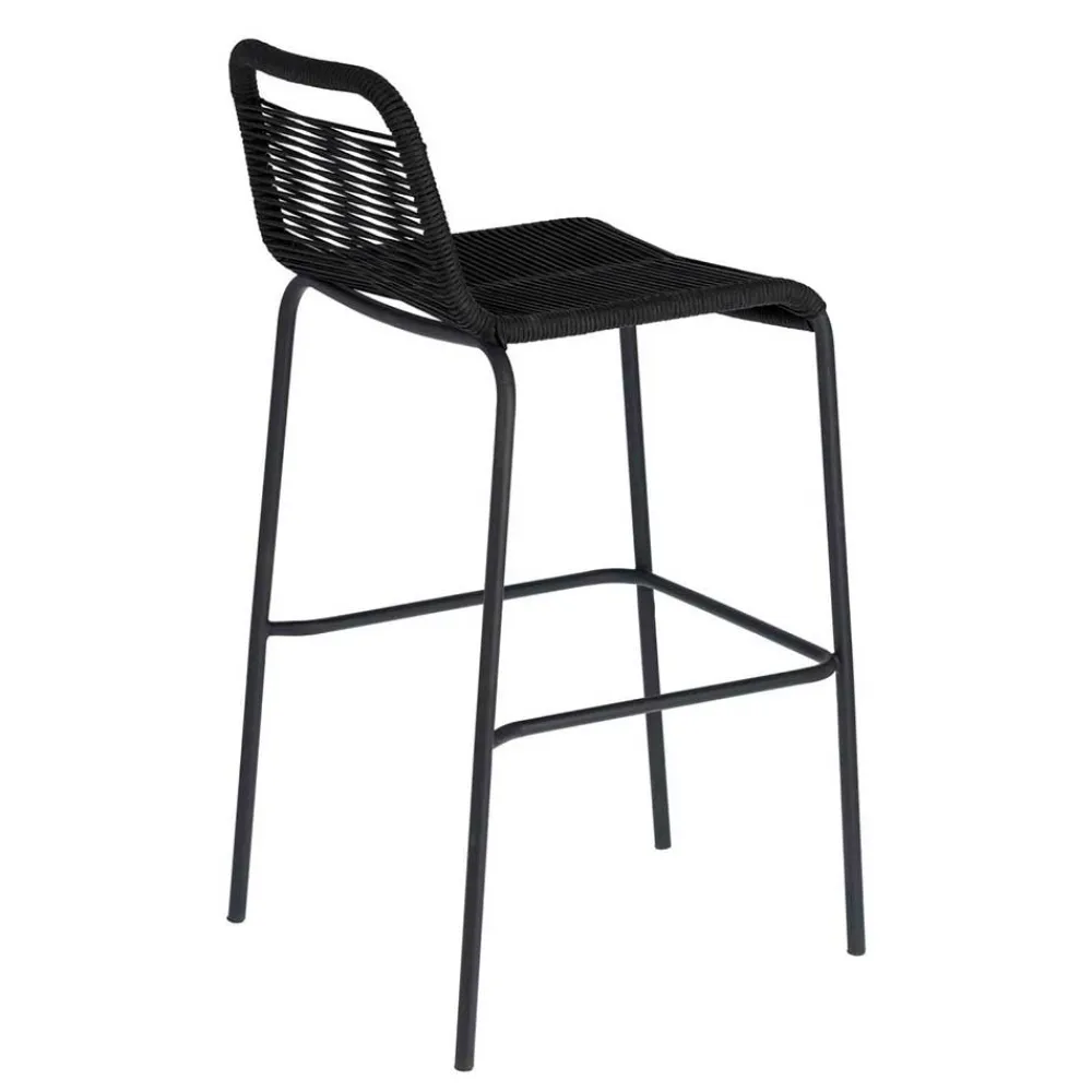 Wohnen Kordel Geflecht Barstuhl in Schwarz - Dariana (4er Set)