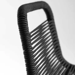 Wohnen Kordel Geflecht Barstuhl in Schwarz - Dariana (4er Set)