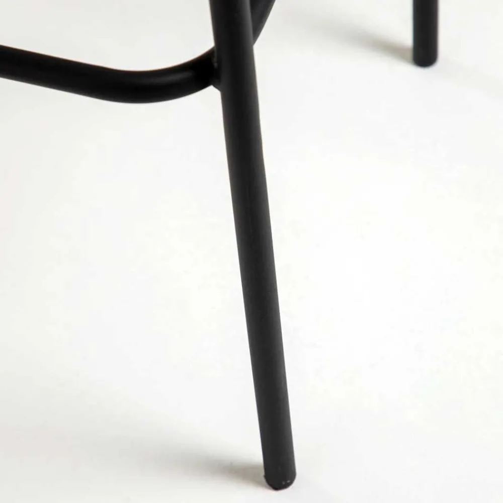 Wohnen Kordel Geflecht Barstuhl in Schwarz - Dariana (4er Set)