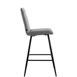 Wohnen Kunstleder Barstühle in Grau - Eleganto (2er Set)