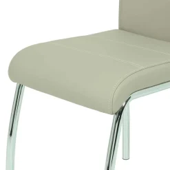 Wohnen Kunstleder Essstuhl in Beige & Chrom - Jenna (Set)