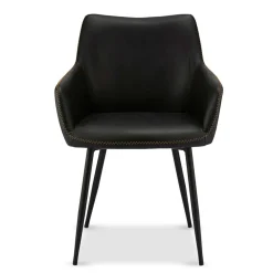 Wohnen Wohnzimmerstühle*Kunstleder Esstischsessel in Schwarz - Oristano (2er Set)