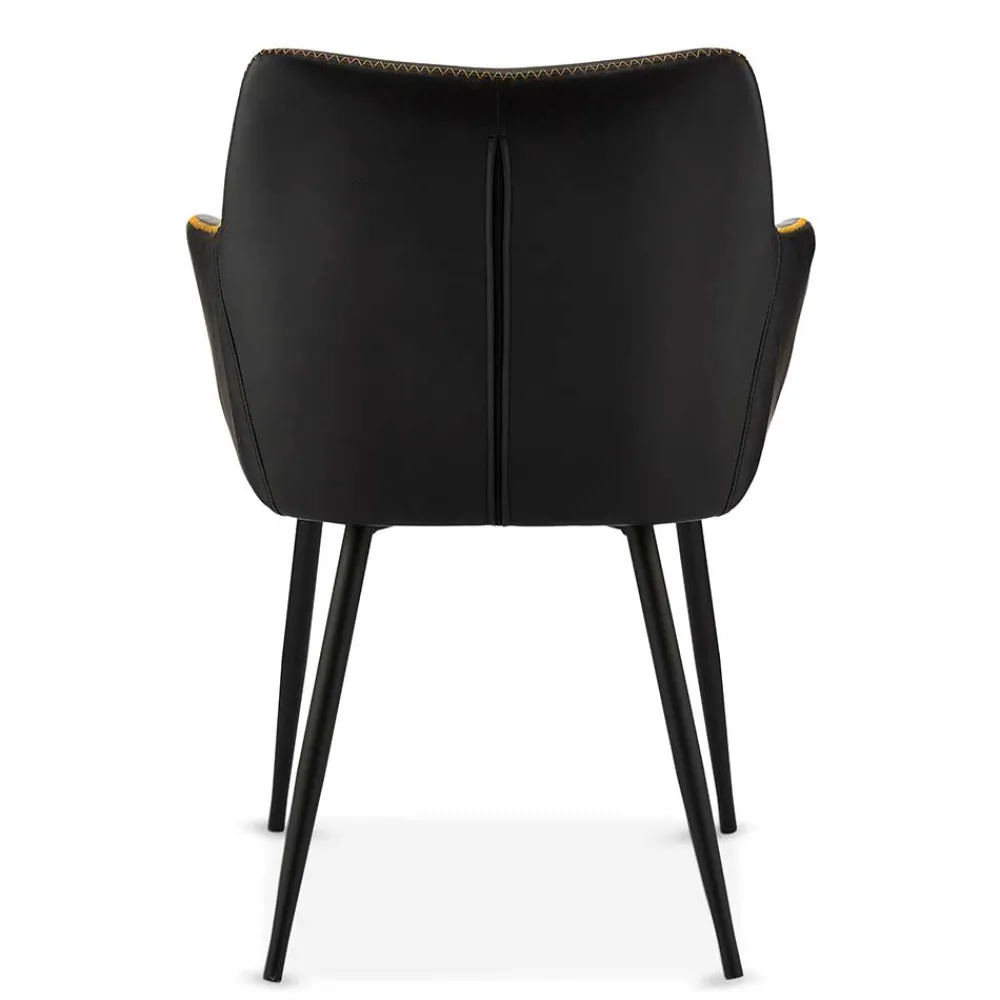 Wohnen Wohnzimmerstühle*Kunstleder Esstischsessel in Schwarz - Oristano (2er Set)