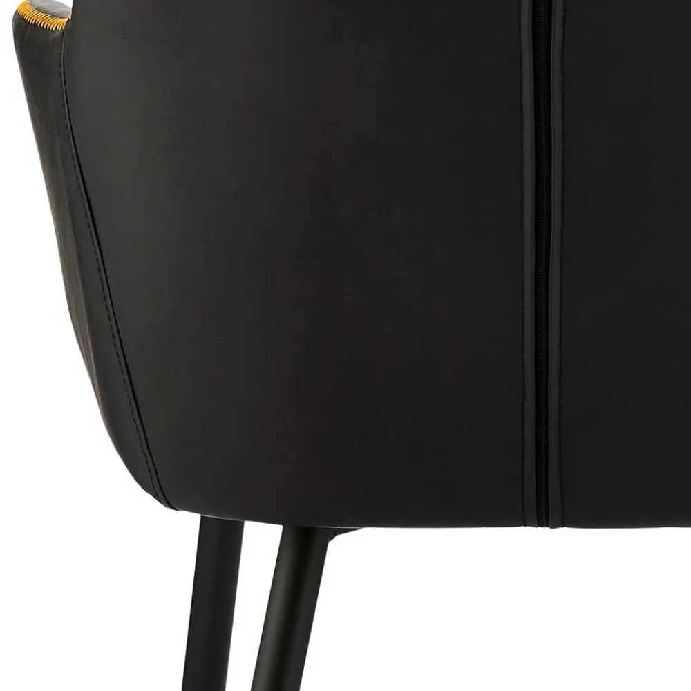 Wohnen Wohnzimmerstühle*Kunstleder Esstischsessel in Schwarz - Oristano (2er Set)