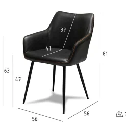 Wohnen Wohnzimmerstühle*Kunstleder Esstischsessel in Schwarz - Oristano (2er Set)