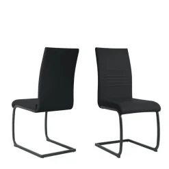 Wohnen Kunstleder Freischwinger in Schwarz - Pencras (2er Set)