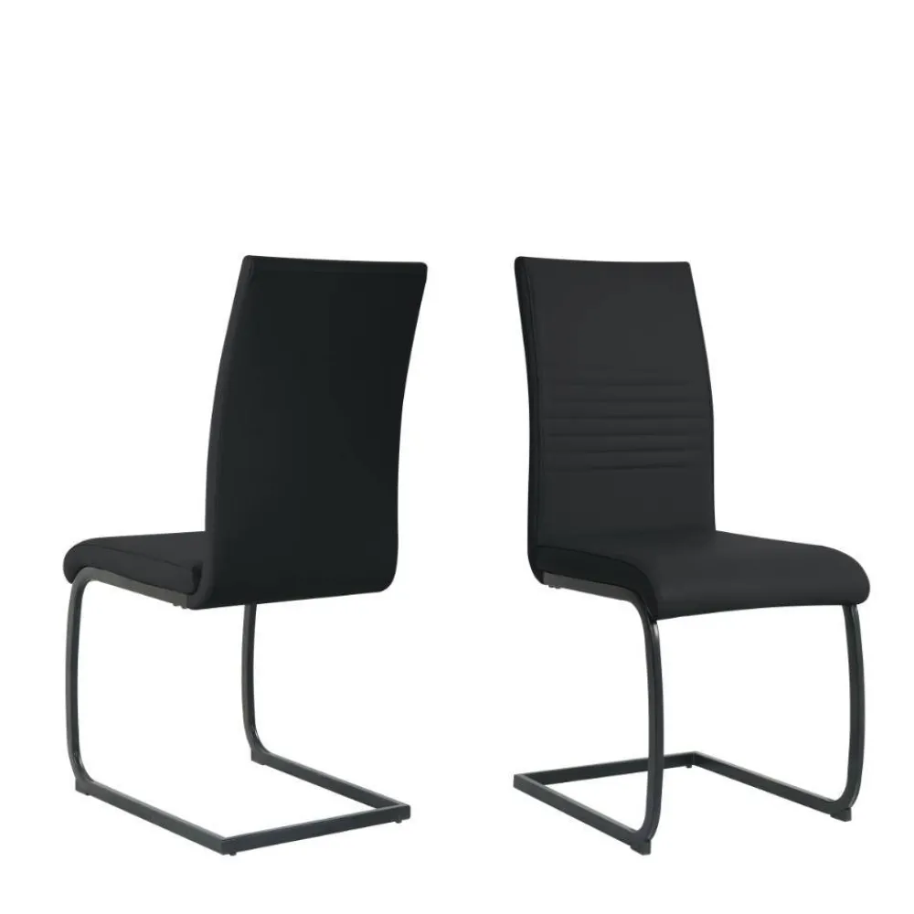 Wohnen Kunstleder Freischwinger in Schwarz - Pencras (2er Set)