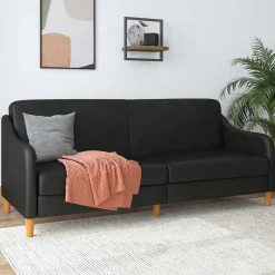 Wohnen Sofas|Sofa*Kunstleder Schlafsofa in Schwarz - Marc