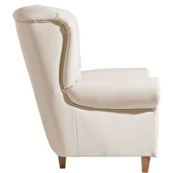 Wohnen Kunstleder Wohnzimmersessel in Beige und Buche - That