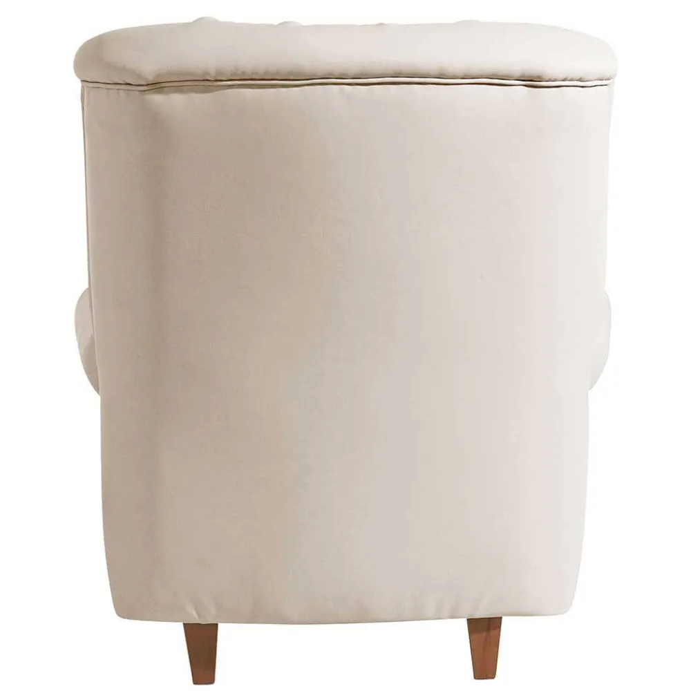 Wohnen Kunstleder Wohnzimmersessel in Beige und Buche - That