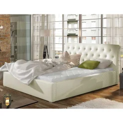 Wohnen Kunstlederbett in Cremeweiß - Rongon