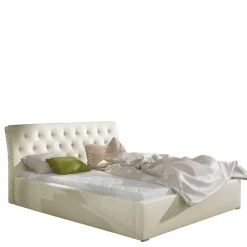 Wohnen Kunstlederbett in Cremeweiß - Rongon