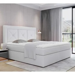 Wohnen Kunstlederbett in Weiß mit Stauraum - Norman