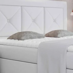 Wohnen Kunstlederbett in Weiß mit Stauraum - Norman