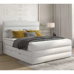 Wohnen Kunstleder-Boxspringbett in Weiß - Basilius