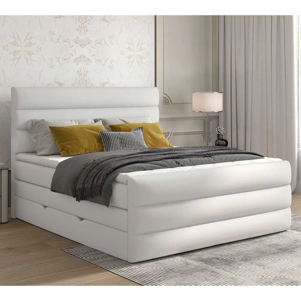 Wohnen Kunstleder-Boxspringbett in Weiß - Basilius
