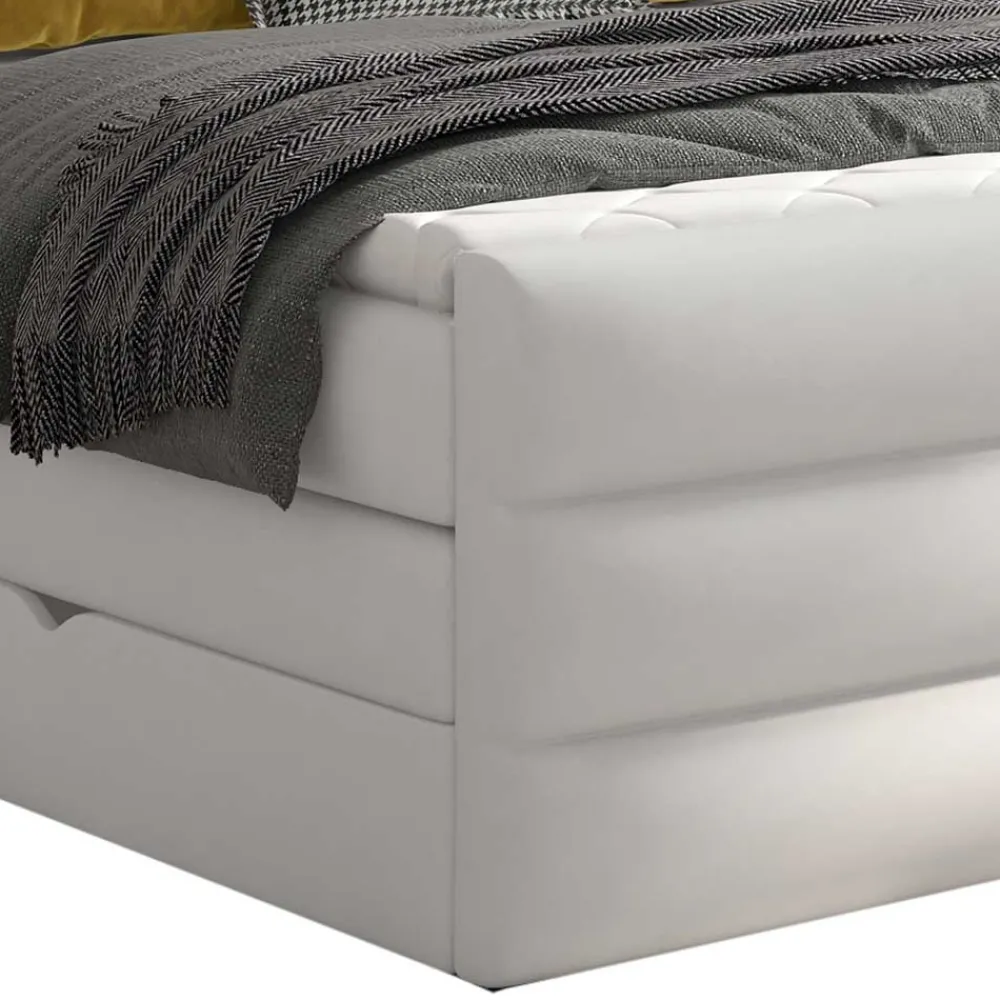 Wohnen Kunstleder-Boxspringbett in Weiß - Basilius