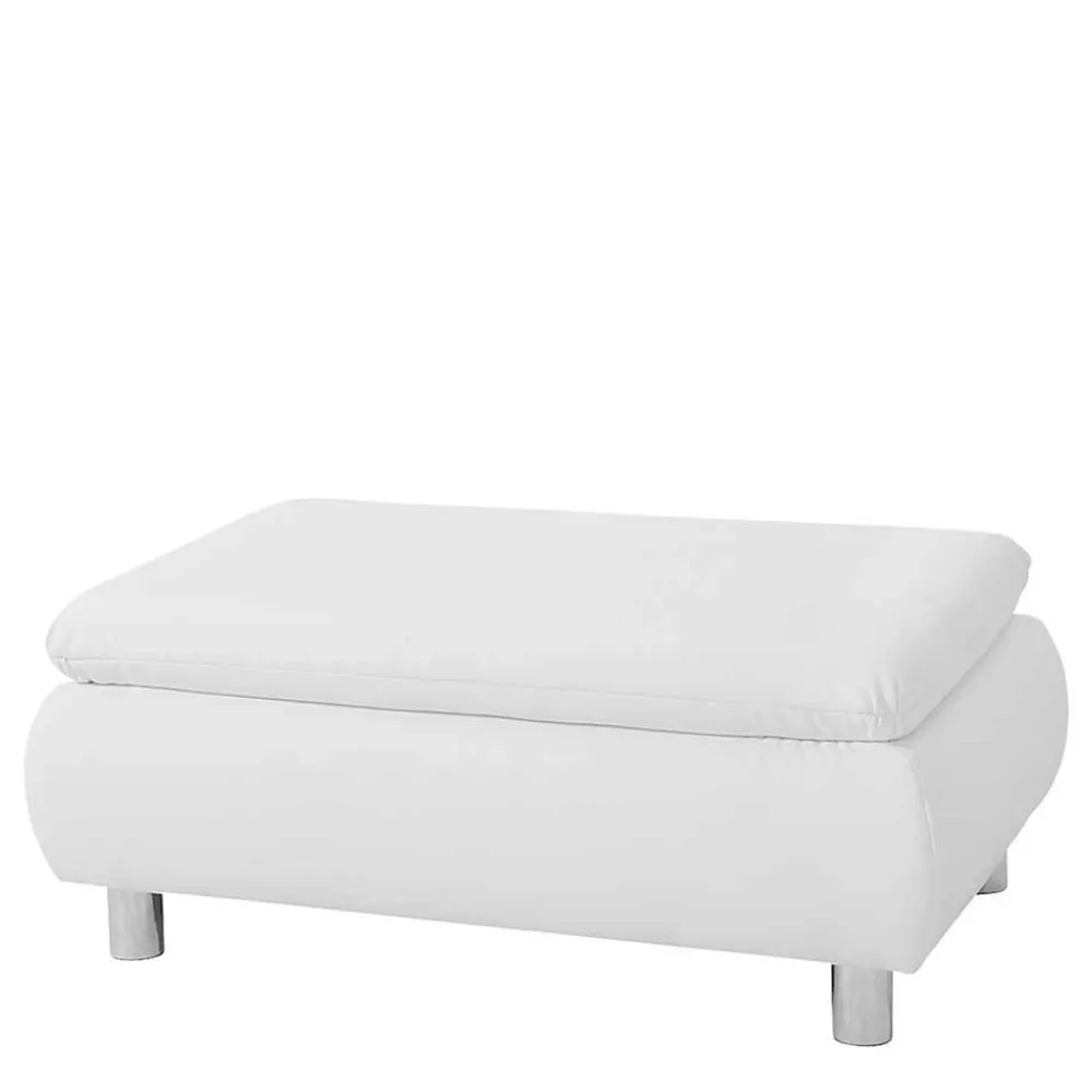 Wohnen Barhocker|Hocker*Kunstlederhocker in Weiß und Chrom - Niridena