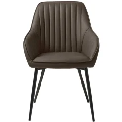 Wohnen Kunstlederstühle in Dunkelbraun mit Armlehnen - Petrolina (2er Set)