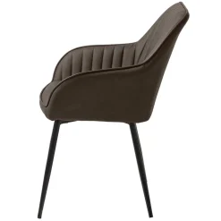 Wohnen Kunstlederstühle in Dunkelbraun mit Armlehnen - Petrolina (2er Set)