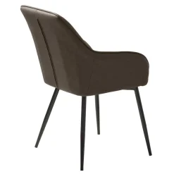 Wohnen Kunstlederstühle in Dunkelbraun mit Armlehnen - Petrolina (2er Set)