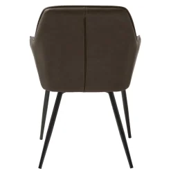 Wohnen Kunstlederstühle in Dunkelbraun mit Armlehnen - Petrolina (2er Set)