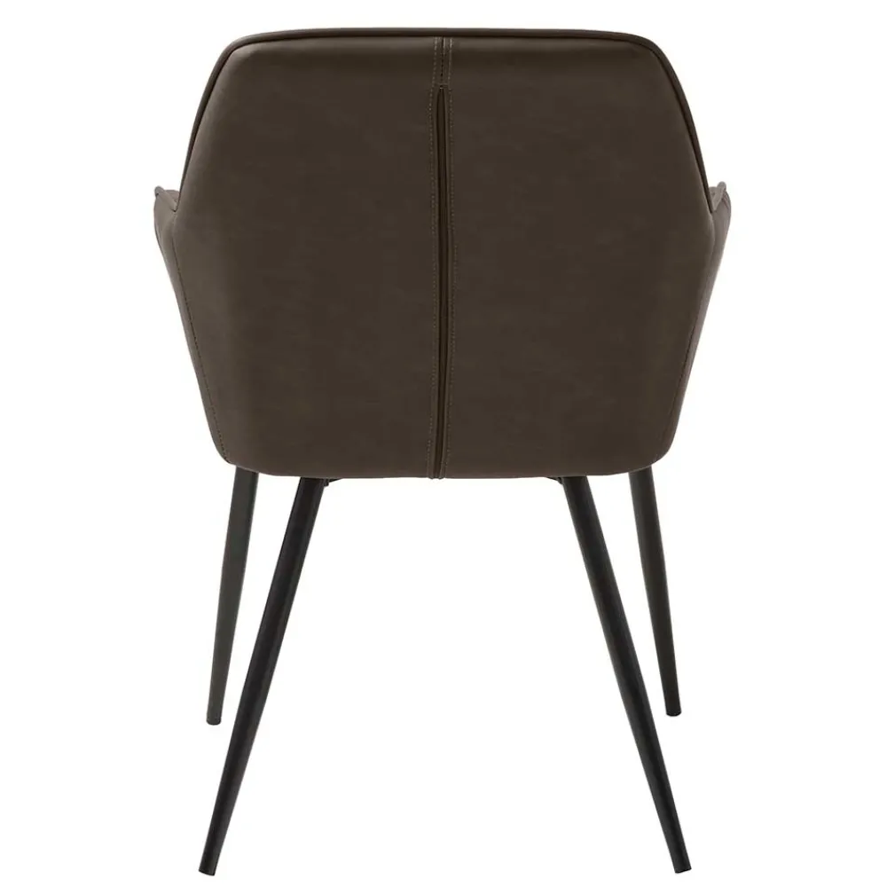 Wohnen Kunstlederstühle in Dunkelbraun mit Armlehnen - Petrolina (2er Set)