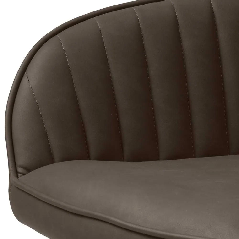 Wohnen Kunstlederstühle in Dunkelbraun mit Armlehnen - Petrolina (2er Set)