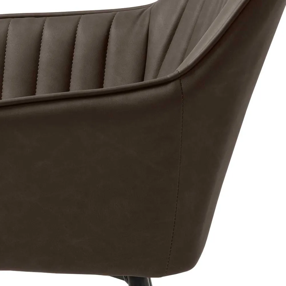 Wohnen Kunstlederstühle in Dunkelbraun mit Armlehnen - Petrolina (2er Set)
