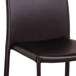 Wohnen Braune Möbel|Küchenstühle*Kunstlederstuhl in Braun Badija als Stapelstuhl platzsparend (4er Set)