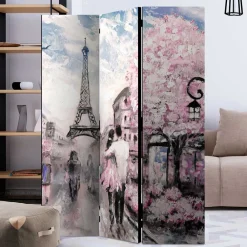 Wohnen Kunstmotiv Paravent mit Romantikszene in Paris - Estern
