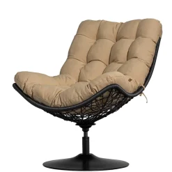 Wohnen Kunstrattan Drehsessel in Schwarz - Ojeva