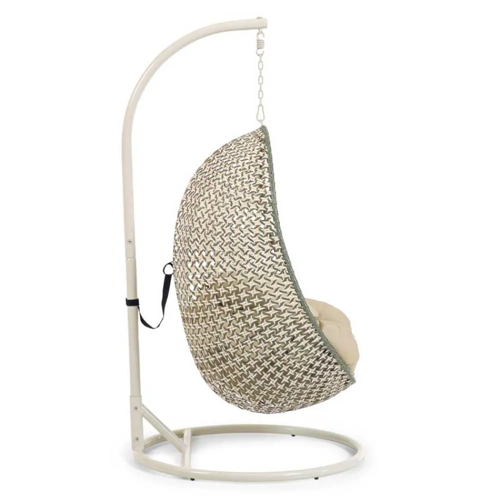 Wohnen Sessel|Rattanmöbel*Kunstrattan Geflechtsessel hängend mit Gestell - Axinta