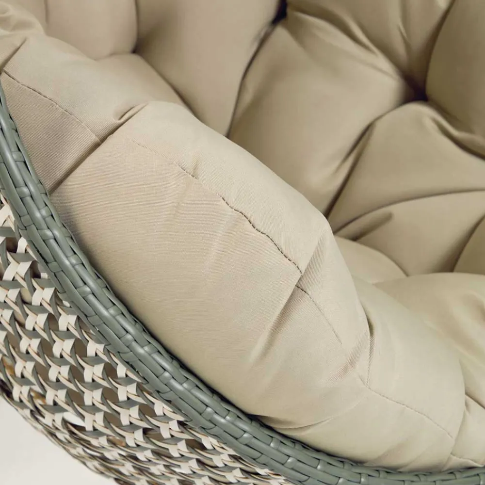 Wohnen Sessel|Rattanmöbel*Kunstrattan Geflechtsessel hängend mit Gestell - Axinta