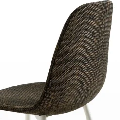 Wohnen Kunstrattan Schalenstuhl in Braun Macorys mit Stahl Gestell Weiß (4er Set)