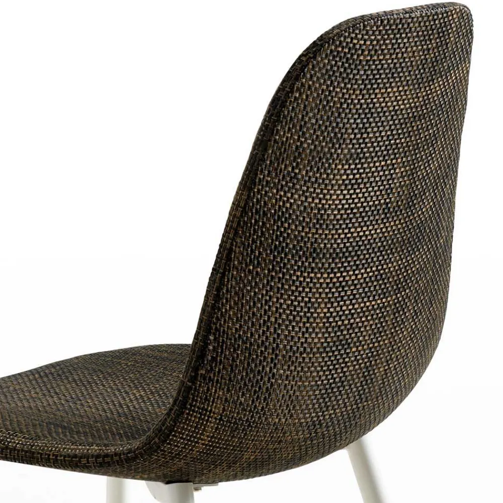 Wohnen Kunstrattan Schalenstuhl in Braun Macorys mit Stahl Gestell Weiß (4er Set)