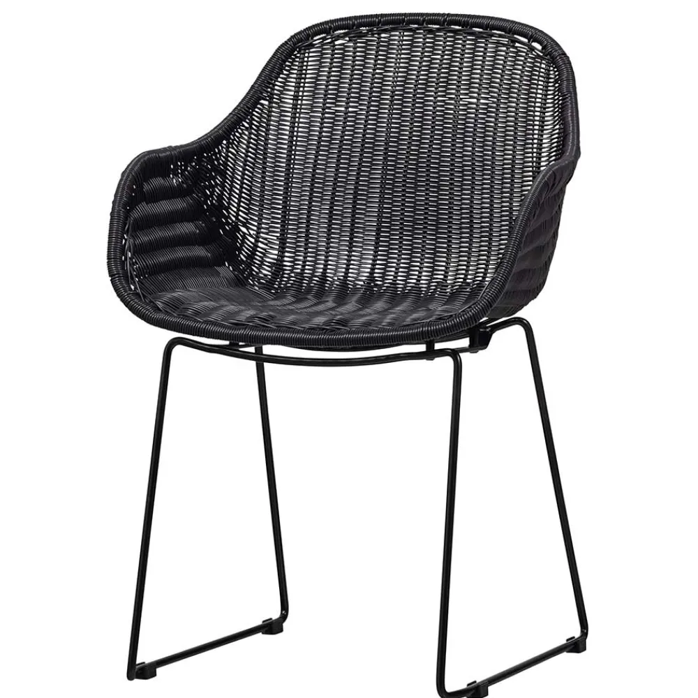 Wohnen Kunstrattan Stühle in Schwarz - Delhia (2er Set)