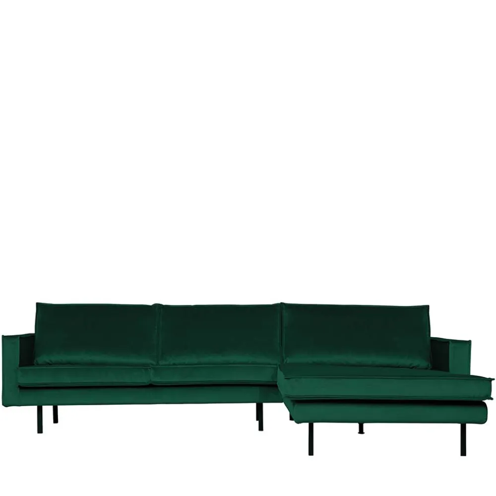 Wohnen L Form Sofa Rundecke in Grün Samt - Distroit