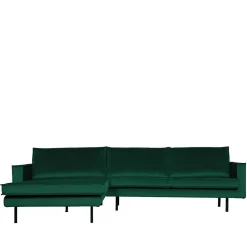 Wohnen L Form Sofa Rundecke in Grün Samt - Distroit