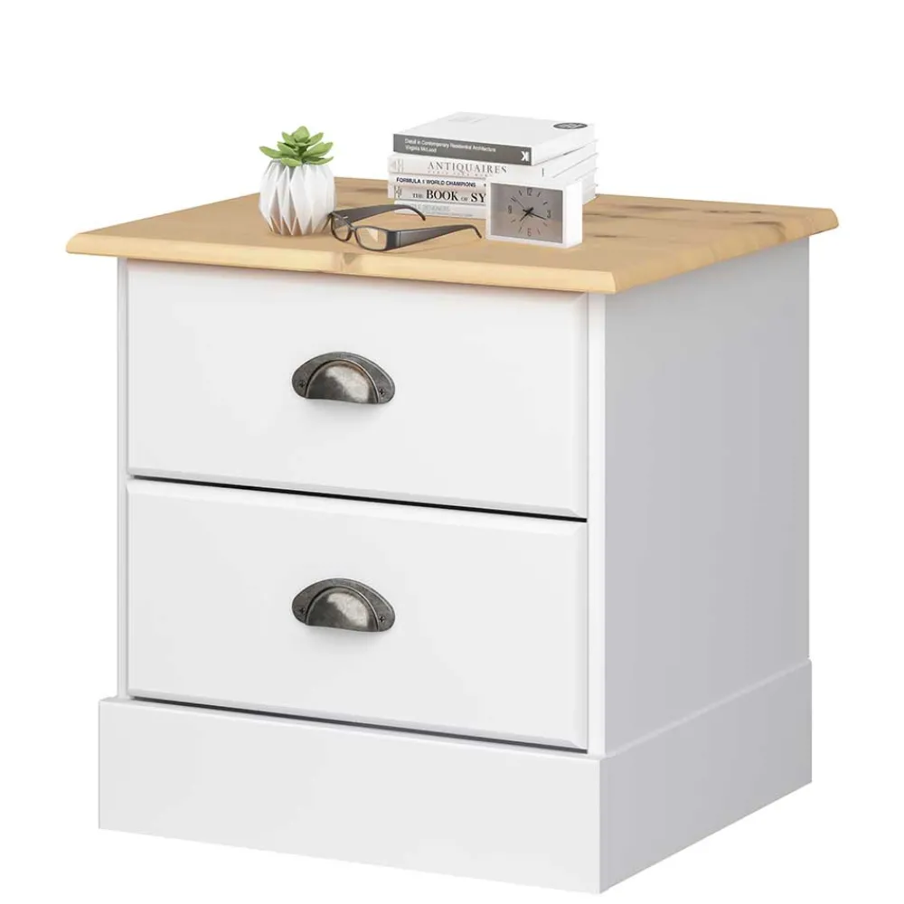 Wohnen Nachttische*Lackierte Ciountry Nachtkommode zweifarbig - Cordenas