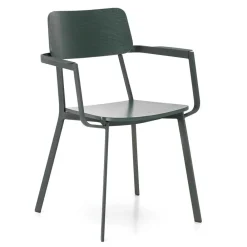 Wohnen Wohnzimmerstühle*Lackierter Armlehnstuhl in Grün - Nevers (4er Set)