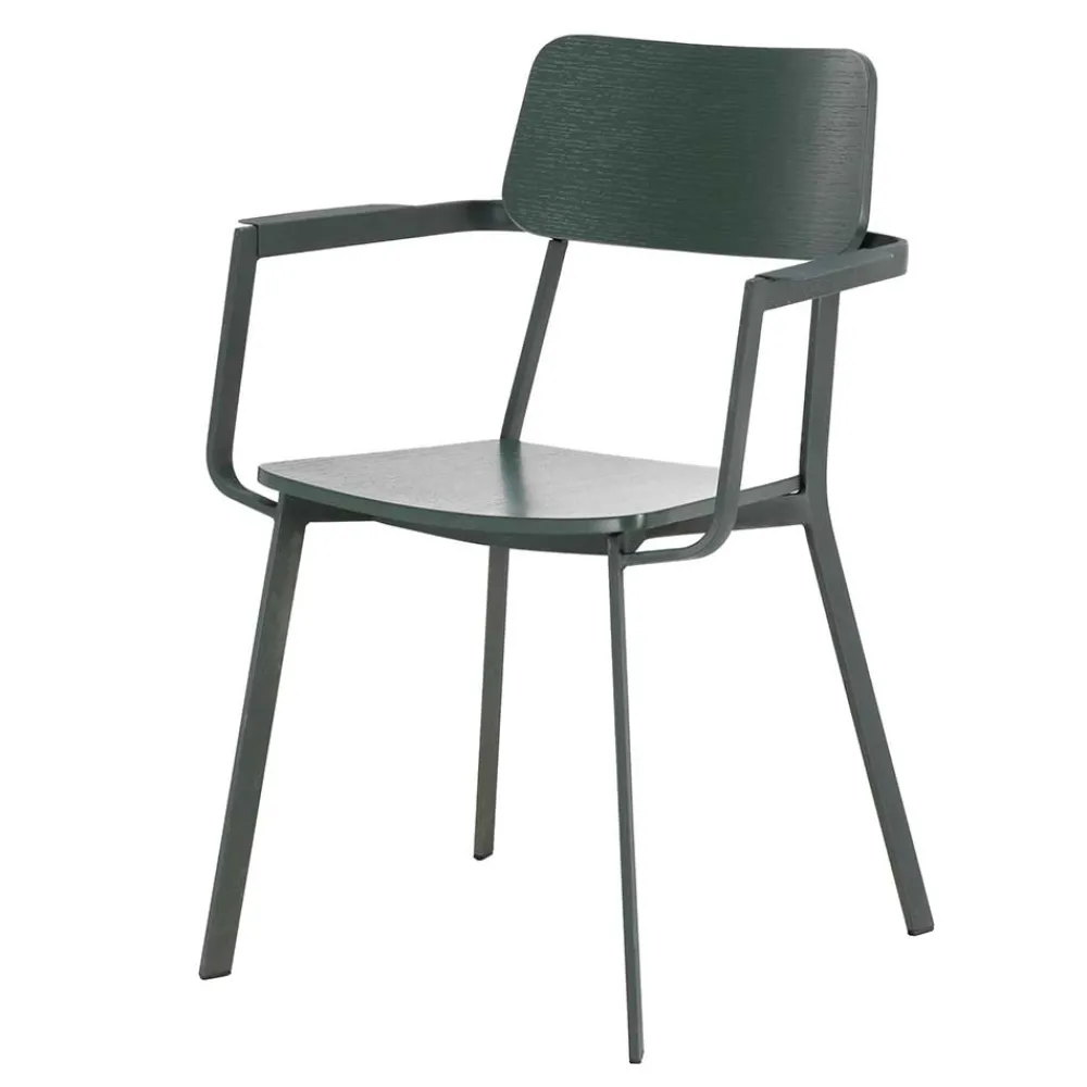 Wohnen Wohnzimmerstühle*Lackierter Armlehnstuhl in Grün - Nevers (4er Set)