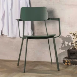 Wohnen Wohnzimmerstühle*Lackierter Armlehnstuhl in Grün - Nevers (4er Set)