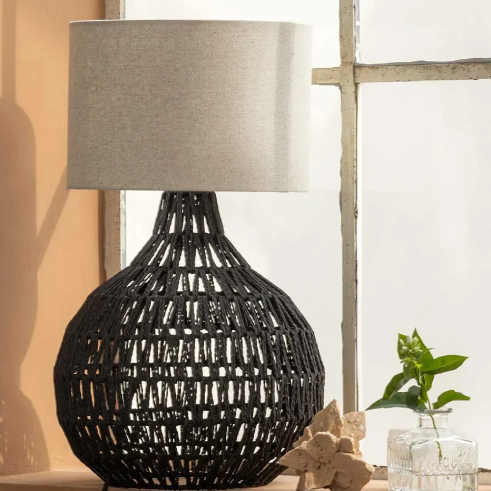 Wohnen Lampenfuß aus Metall mit Papierkordel Geflecht - Notana
