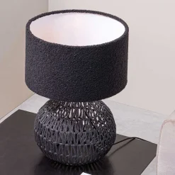 Wohnen Lampenfuß aus Metall mit Papierkordel Geflecht - Notana